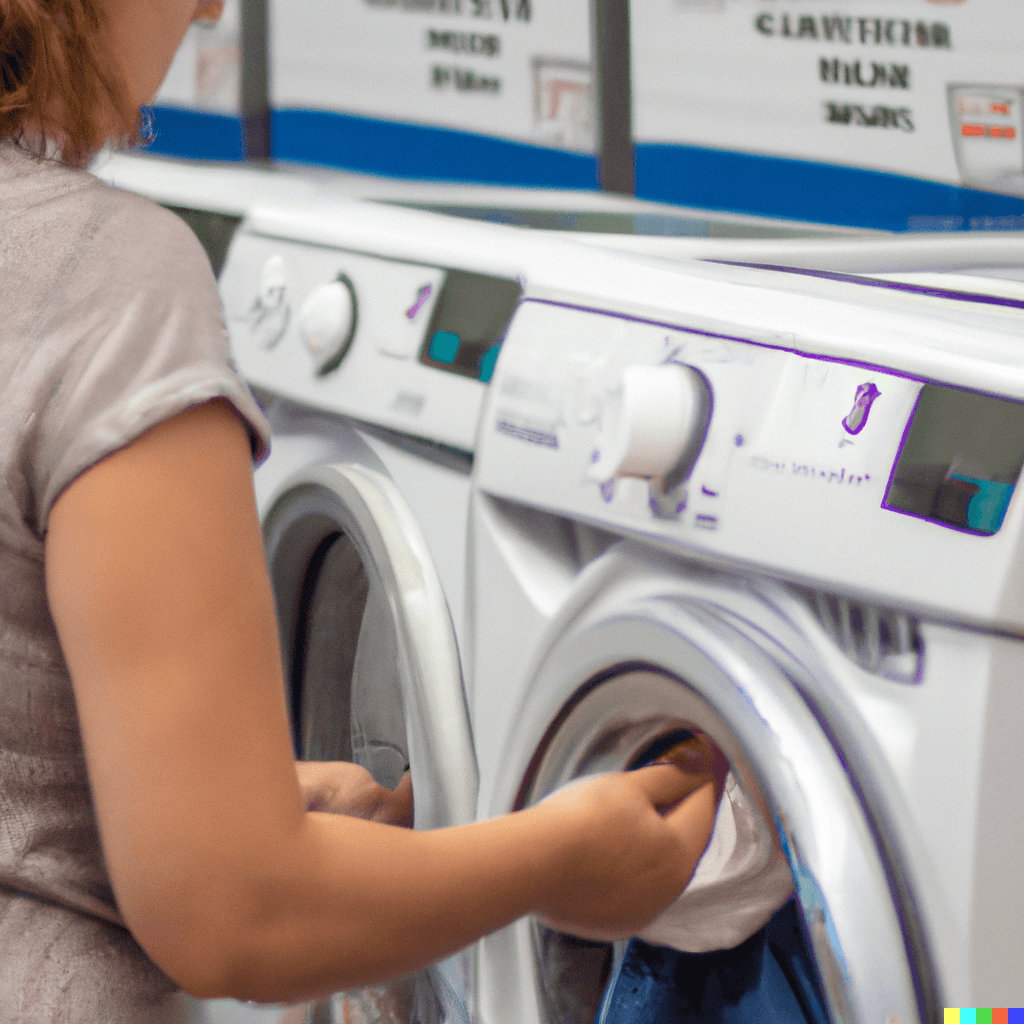 mujer comprando una lavadora