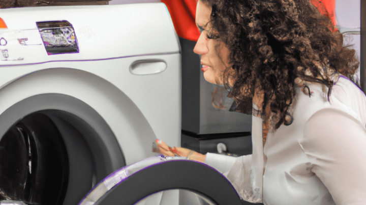 mujer comprando una lavadora doméstica barata