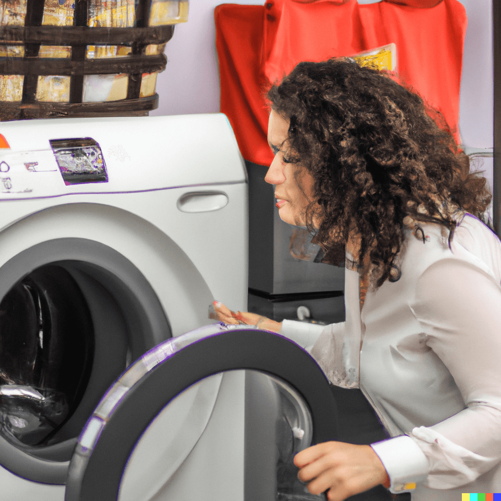 mujer comprando una lavadora doméstica barata